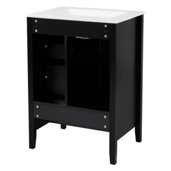 Christopher Knight Home Feldspar Vintage 24" Freestanding Bathroom Vanity with Ceramic Sink image {8}