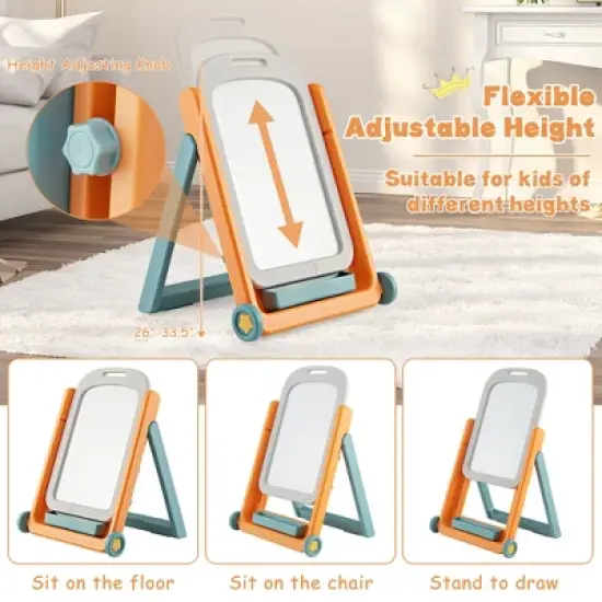 Costway Kids Easel w/Chair Art Easel for Kids Height Adjustable Art Easel Set for Kids image {4}