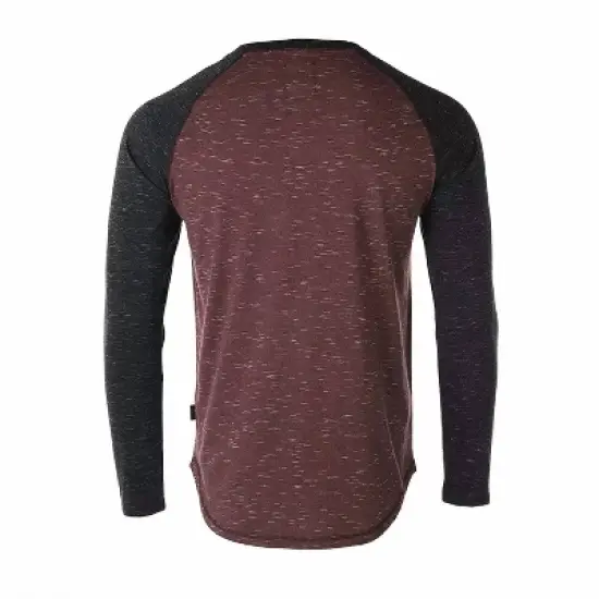 Men's 's Long Sleeve Arm Contrast Raglan Henley T-shirt - ZIMEGO image {1}