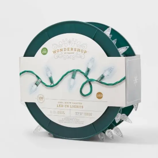 150ct LED C6 Faceted Christmas String Lights Spool with Green Wire - Wondershop&trade; image {3}