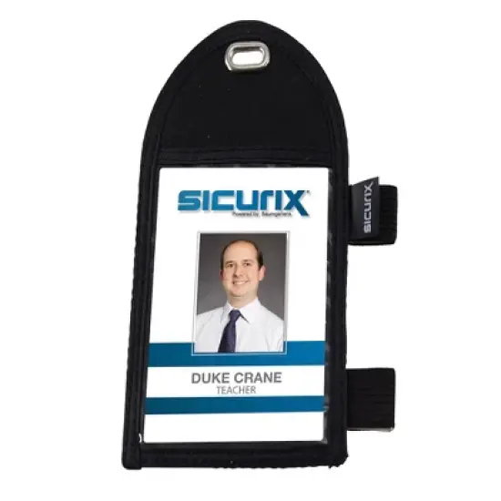 SICURIX Pen Loop ID Neck Pouch Badge Holder, Vertical, Black, Pack of 3 image {1}