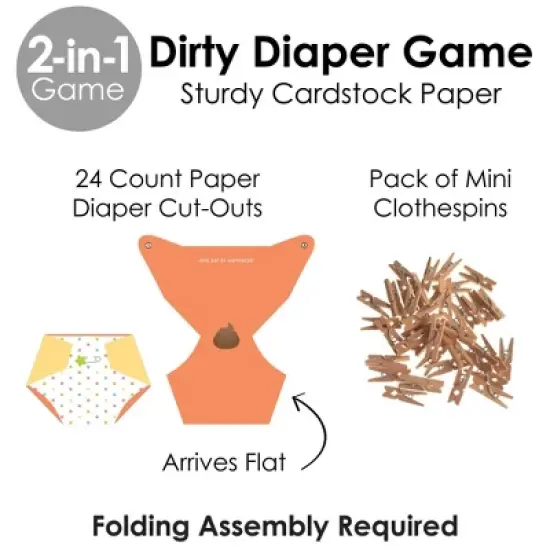 Big Dot of Happiness Baby Neutral - Baby Shower Conversation Starter - 2-in-1 Dirty Diaper Game - Set of 24 image {3}