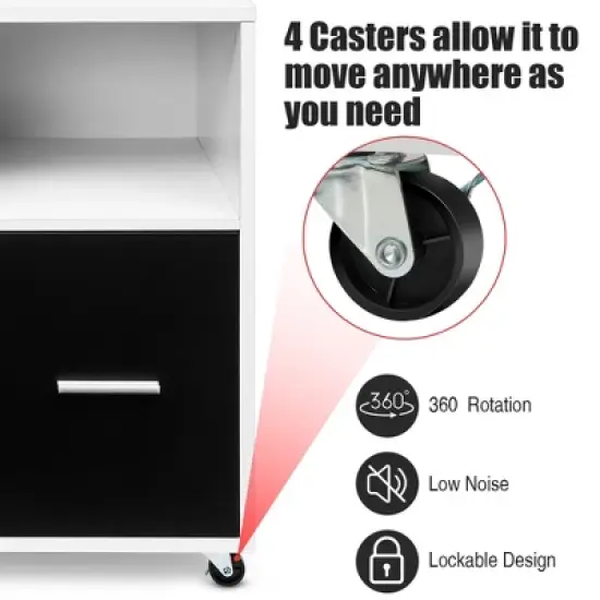 Costway Lateral File Cabinet Mobile Storage Shelves Printer Stand Legal/Letter image {6}