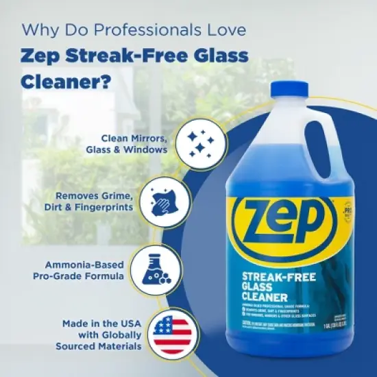 Zep Streak-Free Glass Cleaner &ndash; Ammonia-Based Formula &ndash; 1 Gallon image {3}
