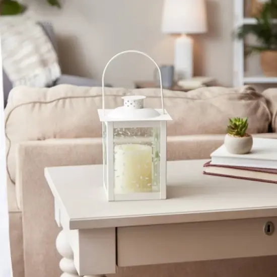 8" Glass Outdoor Lantern White - Zingz & Thingz: Indoor/Outdoor Decorative Candle Holder image {3}