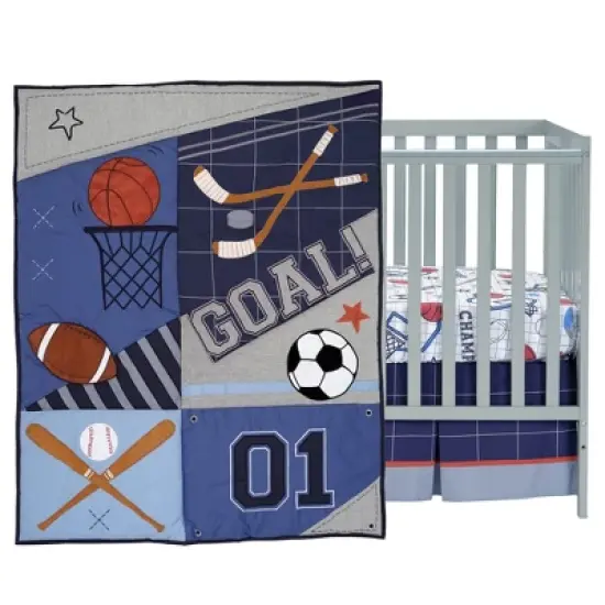 Lambs & Ivy Baby Sports 3-Piece Football/Basketball Baby Crib Bedding Set image {1}
