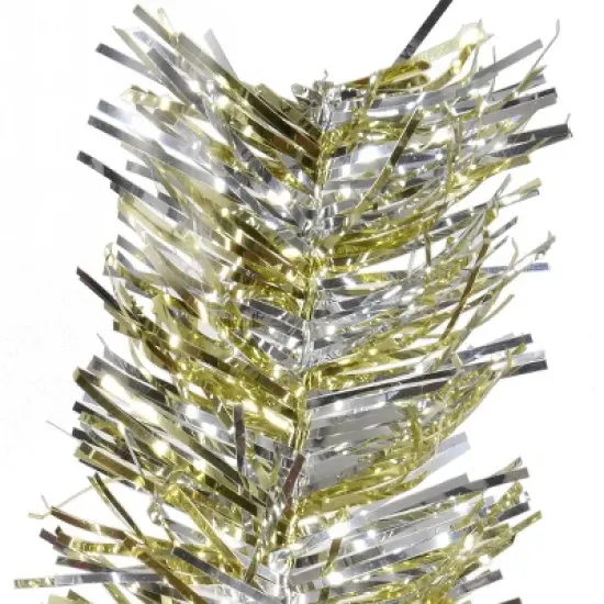 National Tree Company 7' Champagne Tinsel Slim Artificial Christmas Tree image {4}