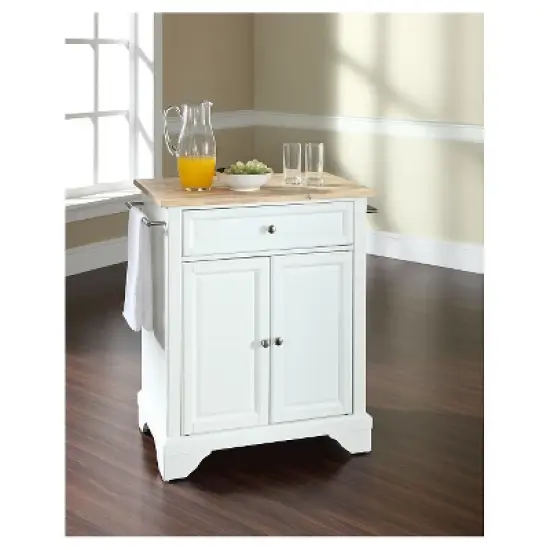 LaFayette Natural Wood Top Portable Kitchen Island - White - Crosley image {2}