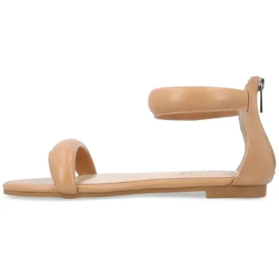 Journee Collection Womens Peytonn Back Heel Zip Ankle Strap Sandals Tan 5.5 image {1}