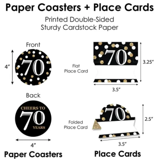Big Dot of Happiness Adult 70th Birthday - Gold - Birthday Party Paper Charger and Table Decorations - Chargerific Kit - Place Setting for 8 image {6}