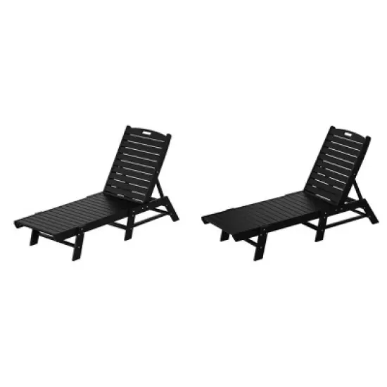 WestinTrends Poly Reclining Outdoor Patio Chaise Lounge Chair Adjustable (Set of 2) image {10}