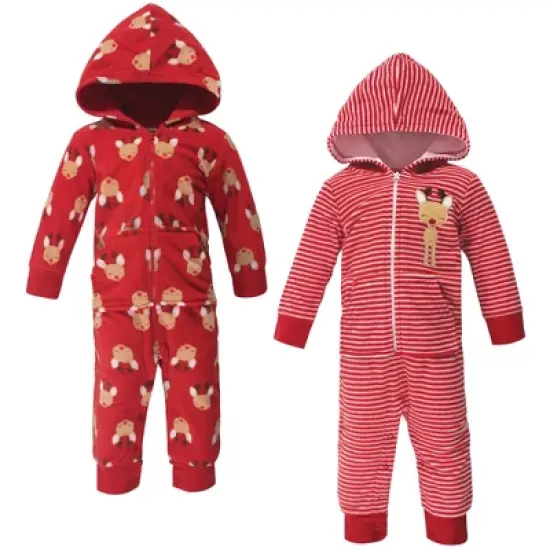 Hudson Baby Infant Fleece Jumpsuits, Coveralls, and Playsuits 2pk, Red Reindeer image {3}