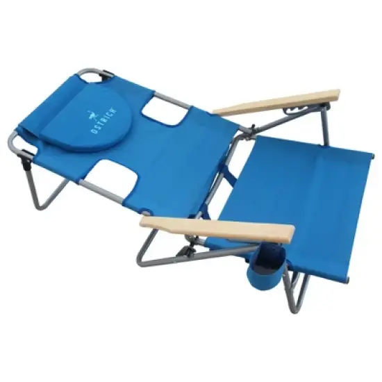 Ostrich Midsize Face Down Backpack Beach Chair with Face Hole Cup Holder, and Backpack Straps, Outdoor Furniture for Pool or Camping, Blue image {3}