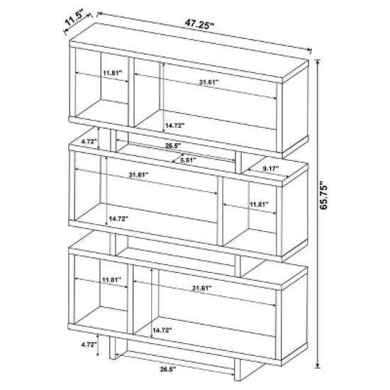Reid 3 Shelf Bookcase - Coaster image {10}