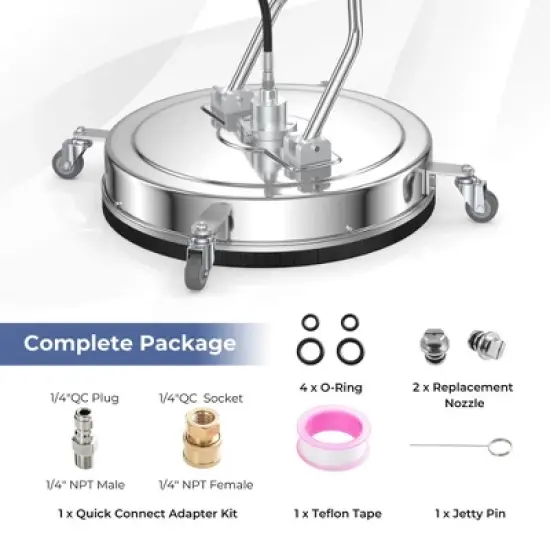 Costway 20" Pressure Washer Surface Cleaner Stainless Steel Power Cleaner Attachment image {7}