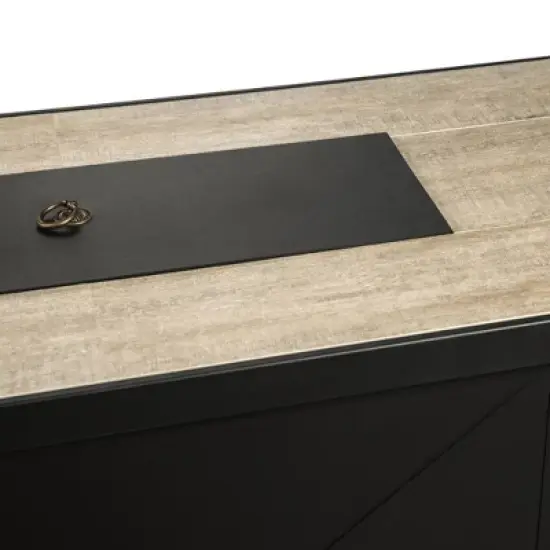 Outdoor Propane Ceramic Gas Rectangular Fire Pit Black/Stone - Teamson Home image {4}