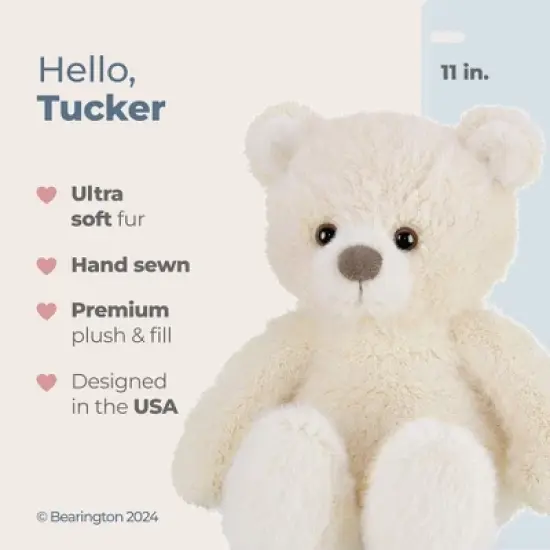 Bearington Tucker Off White Plush Teddy Bear Stuffed Animal, 11 Inch, For Ages 1-14 image {5}