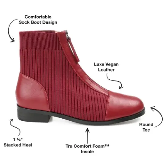 Journee Collection Womens Bexlie Tru Comfort Foam Front Zip Stacked Heel Booties image {7}