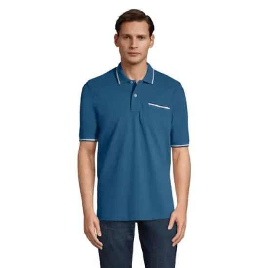 Lands' End Men's Short Sleeve Comfort First Solid Mesh Polo With Pocket image {4}