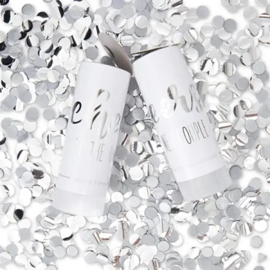 Sparkle and Bash 20-Pack Wedding Confetti Shakers for Wedding Receptions, Engagement, Bachelorette Parties, Silver Foil, White, 1.5x4 in image {3}