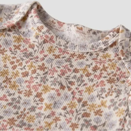 little Planet By Carter's Baby 2pc Floral Top and Bottom Set - Pink/Brown Newborn image {2}