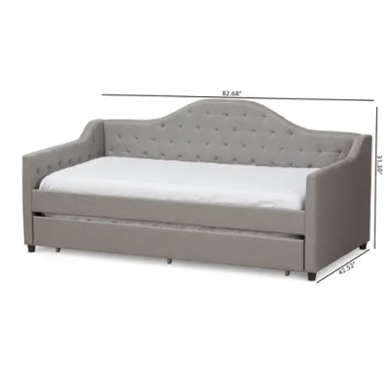 Twin Perry Modern and Contemporary Fabric Daybed with Trundle Light Gray - Baxton Studio image {11}