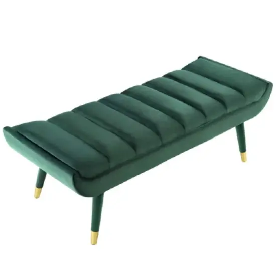 Guess Channel Tufted Performance Velvet Accent Bench Green - Modway image {2}