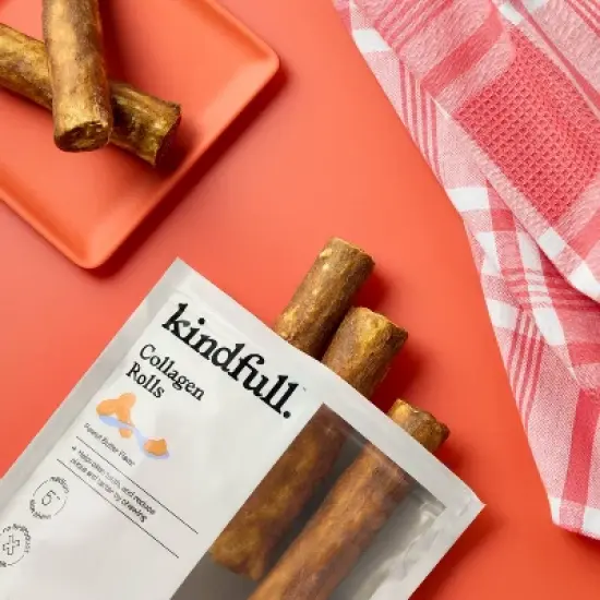 Rawhide Alternative Collagen Roll Peanut Butter Flavor Adult Dog Treats - Kindfull&trade; - 8.8oz/5ct image {1}