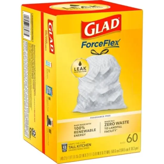 Glad ForceFlex Tall Kitchen Drawstring Trash Bags - Unscented - 13 Gallon image {4}