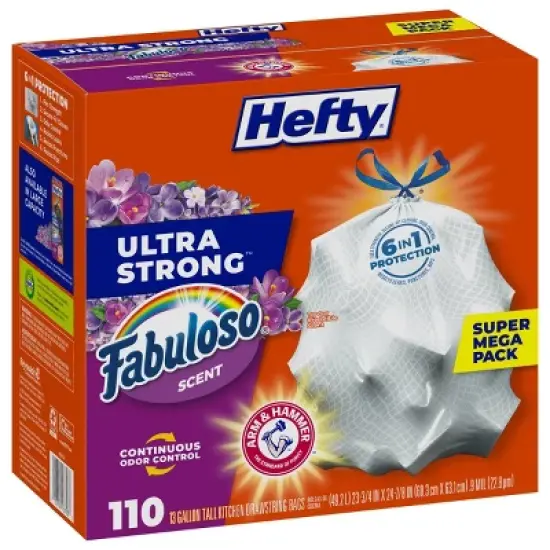 Hefty Ultra Strong Fabuloso Tall Kitchen Trash Bags - 13gal/110ct image {1}
