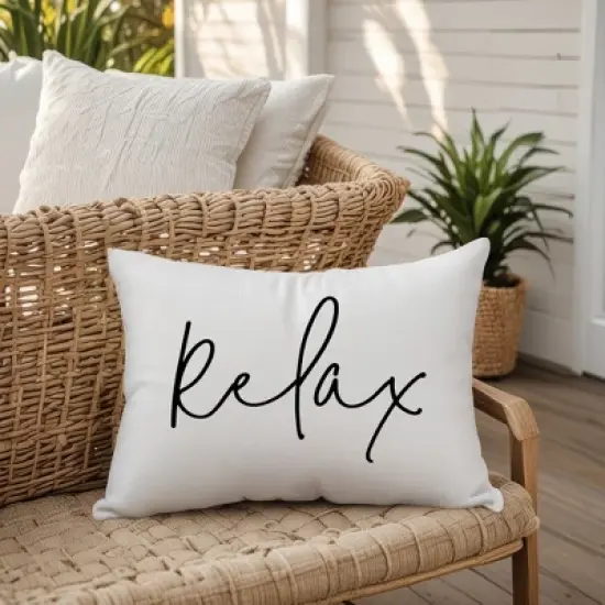 Creative Products Relax Thin Script White and Black 14x20 Indoor / Outdoor Pillow image {4}