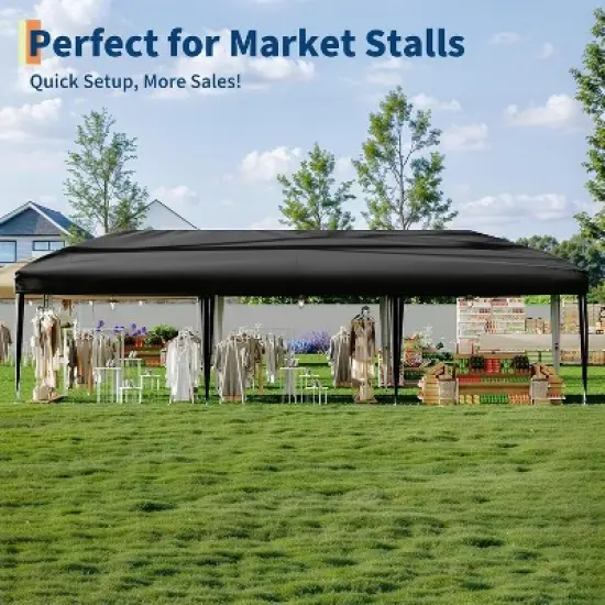 10x30 FT Heavy Duty Canopy Tent with 8 Removable Sidewalls, Portable Roller Bag, 3 Height Settings, 8 Weight Bags, 8 Stakes & 6 Guy Ropes image {4}