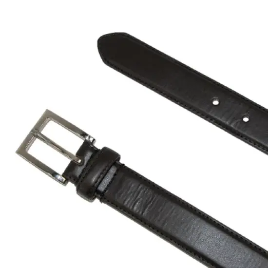 CTM Men's Big & Tall Leather Basic Dress Belt with Silver Buckle image {1}