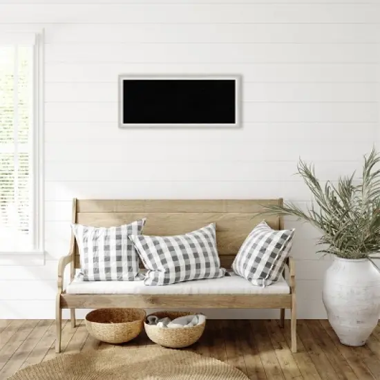 32"x14" Two Tone Wood Frame Black Cork Board Silver - Amanti Art image {4}