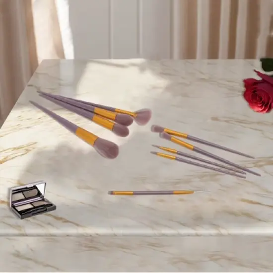 Unique Bargains Lightweight Makeup Brush Purple 9 pcs image {3}