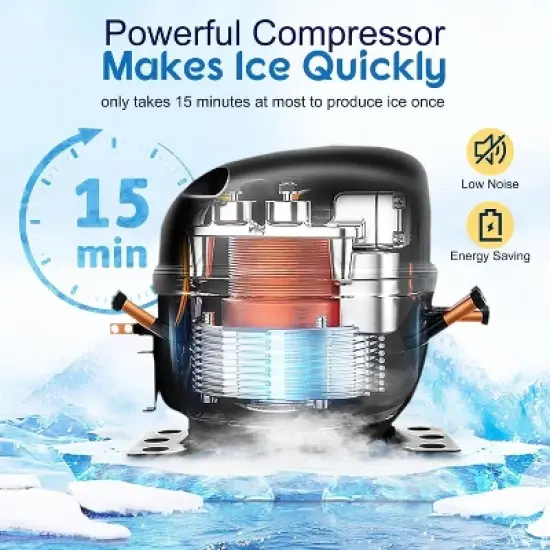 Acekool Commercial Ice Maker Machine, 110Lbs/24H with 35Lbs Storage Bin, Self-Cleaning Freestanding Ice Maker for Restaurant & Home image {6}