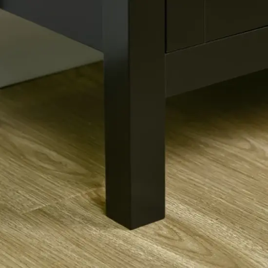 HOMCOM Modern Kitchen Sideboard, Buffet Table with Removable Wine Rack, Tempered Glass Door Cabinet and Adjustable Shelves for Living Room, Kitchen, Entryway, Black image {4}