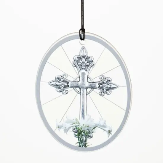 Woodstock Chimes Memorial Wind Chime Lily and Cross 25" image {2}