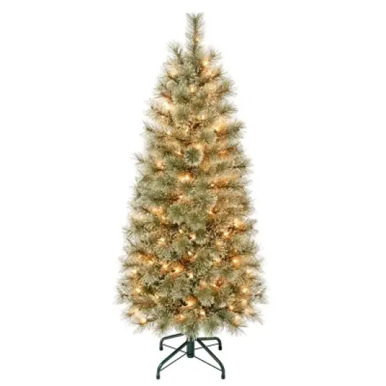 National Tree Company First Traditions Pre-Lit Slim Arcadia Cashmere Pine Hinged Artificial Christmas Tree Clear Lights image {3}