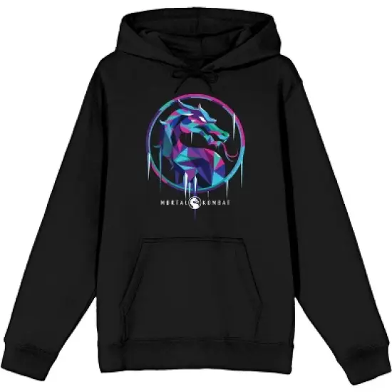 Mens Mortal Kombat Dragon Logo Sub Zero Black Hooded Sweatshirt image {4}