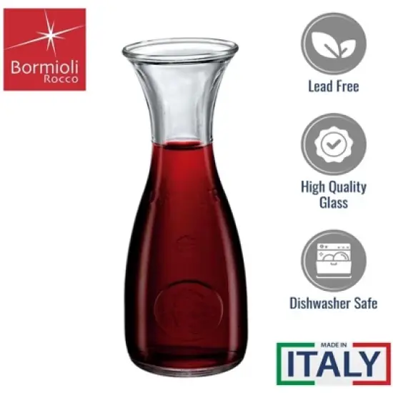 Bormioli Rocco Misura PZ Glass Carafe Set, 17 oz Water & Winery Carafes - Durable Scratch-Resistant Glass, Dishwasher Safe, (Set of 2) image {3}
