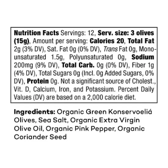 Kosterina Coriander and Pink Peppercorn Pitted Organic Green Olives - 6.7oz image {3}