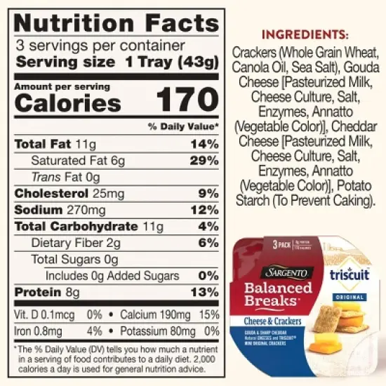 Sargento Balanced Breaks Cheese & Mini Triscuit Crackers - 4.5oz/3ct image {3}