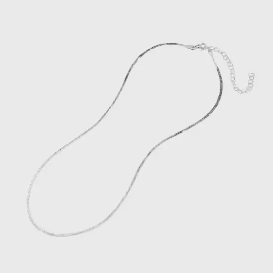 Sterling Silver Herringbone Chain Necklace - A New Day&trade; Silver image {2}