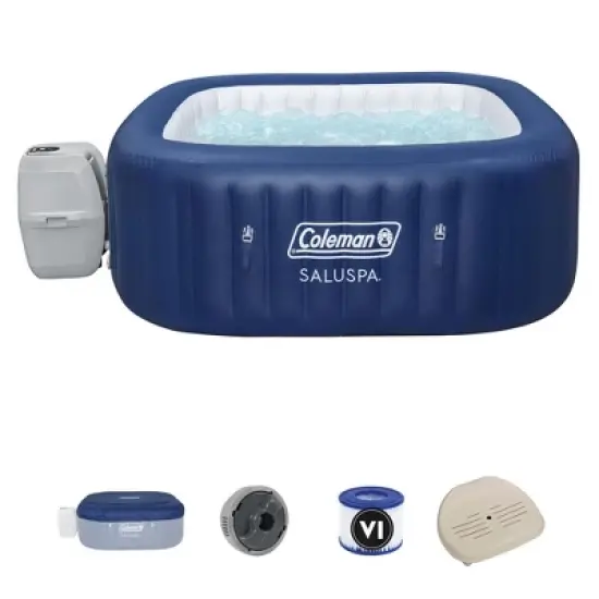 Coleman SaluSpa 4 Person Square Portable Inflatable Outdoor Hot Tub Spa w/Intex PureSpa Inflatable Slip Resistant Removable Seat Hot Tub Spa Accessory image {1}