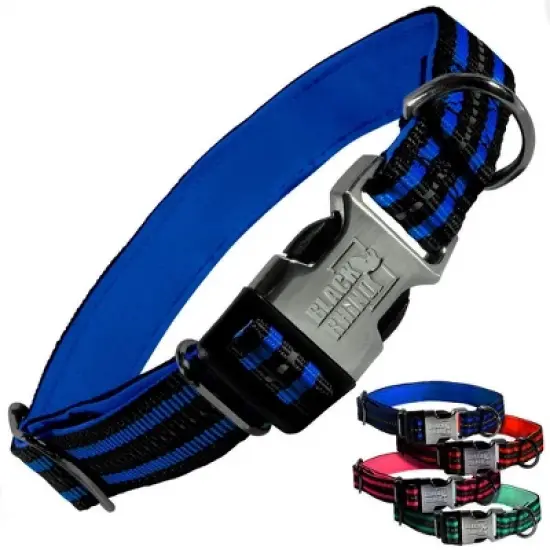 Black Rhino The Hybrid Striped Dog Collar - Blue - Large image {4}