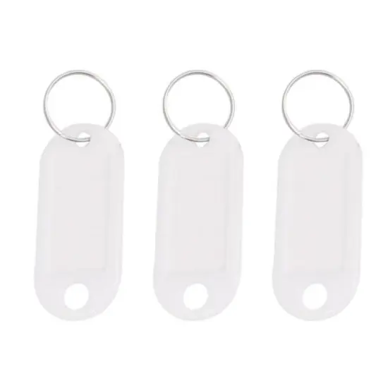 Unique Bargains 50 Pcs White Plastic Luggage Fobs ID Label Name Tag Badge Clip Holder Keyring image {4}