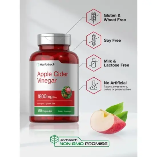 Horb&auml;ach Apple Cider Vinegar Capsules | 1800mg | 150 Pills image {4}