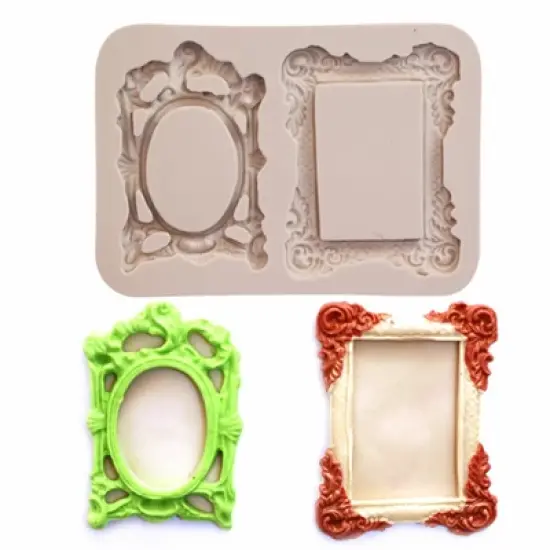 O'Creme Frame Silicone Fondant  Mold - 2" x 3" - 2 cavities - Brown image {1}