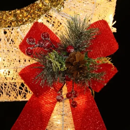 LuxenHome Lighted White & Gold Glitter Deer Family Set, Indoor/Outdoor Christmas Decoration White, Gold, Red, Green image {10}